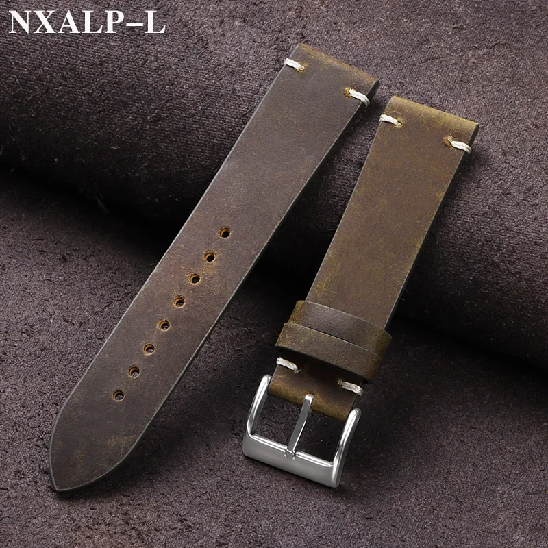 Nylon Nato Strap - Vintage Oil Wax Leather Watch Band