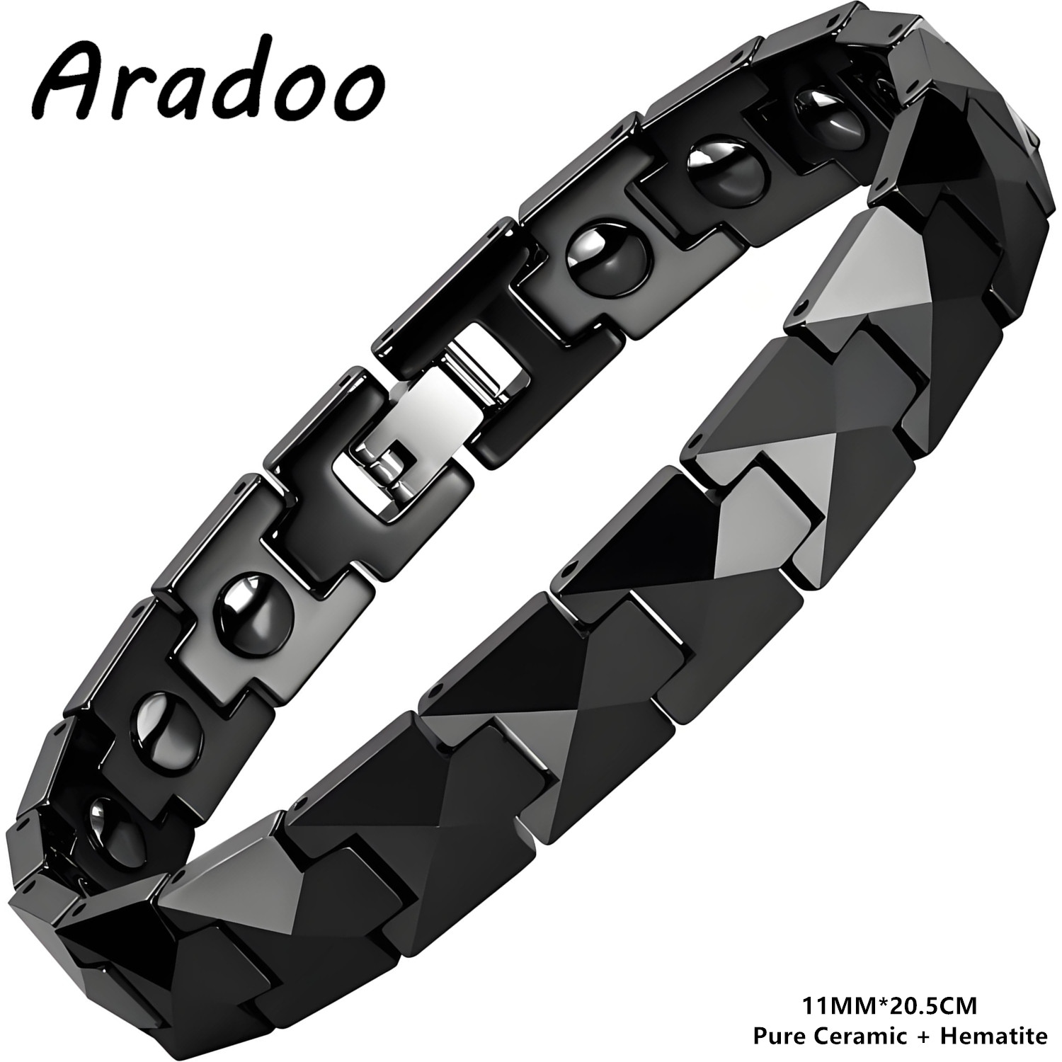 Ceramic Link Bracelet - ARADOO Premium Ceramic Bracelet with Pyramid-shaped
