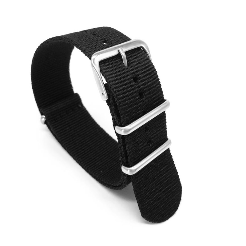 Nylon Nato Strap - Black Nylon Strap for 16mm 18mm