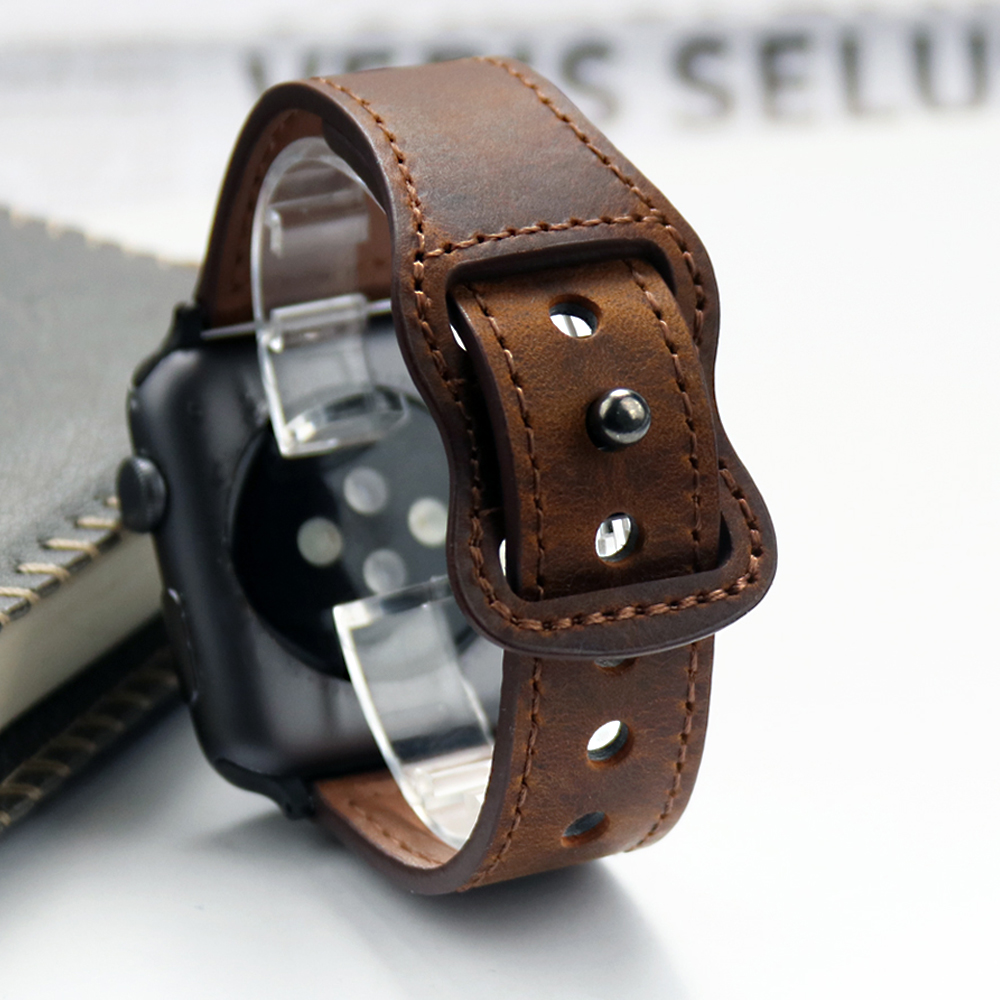 Smartwatch Accessories Shop - Genuine Leather Correa Strap for Apple