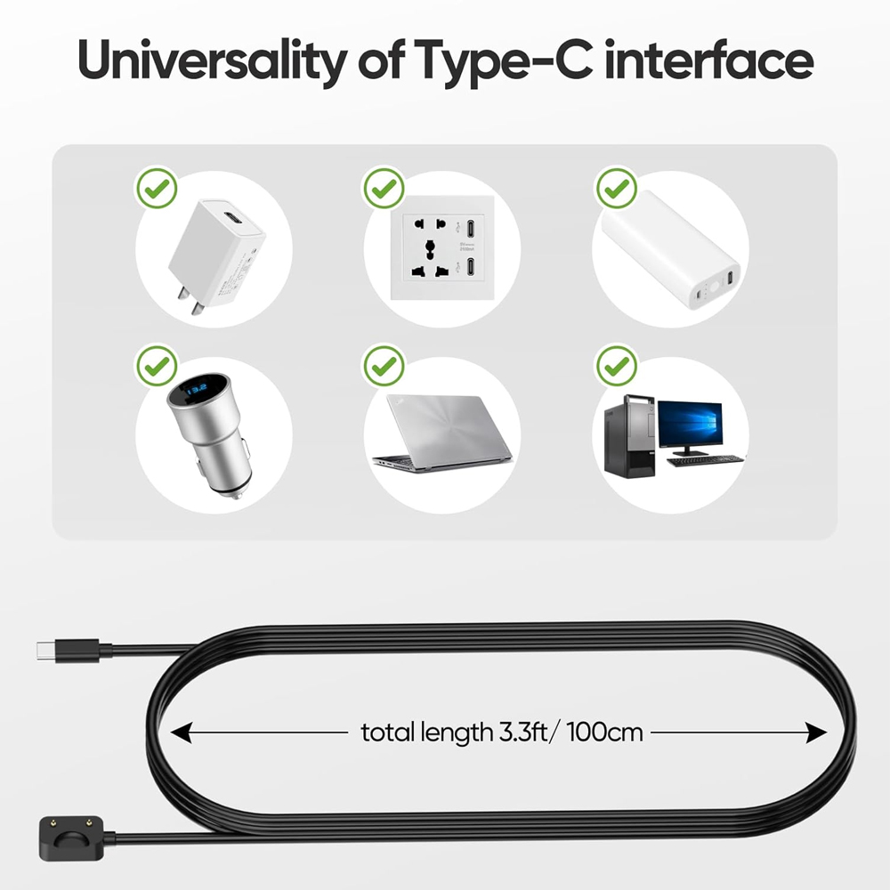 Black USB-C Charging Cord for  - огляд і ціна Best Smartwatch Accessories
