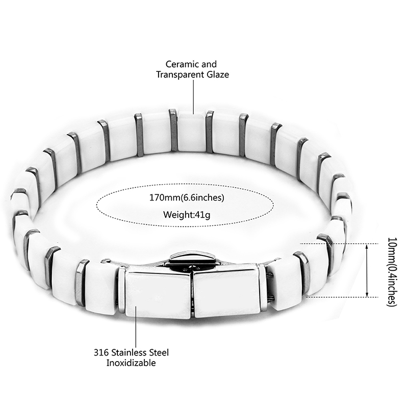 White Black Men Health Bracele - огляд і ціна Ceramic Link Bracelet