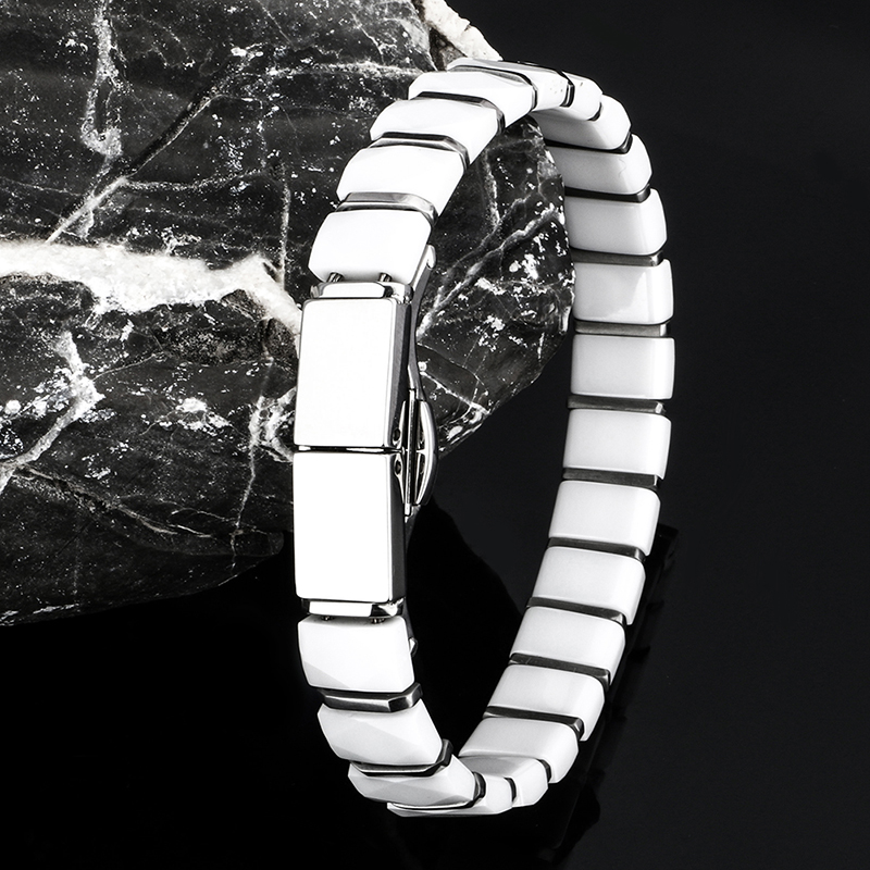 White Black Men Health Bracele - огляд і ціна Ceramic Link Bracelet